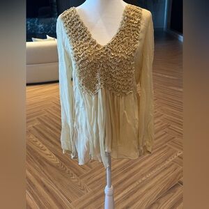 Elegant Cream Ruffled Women's Top